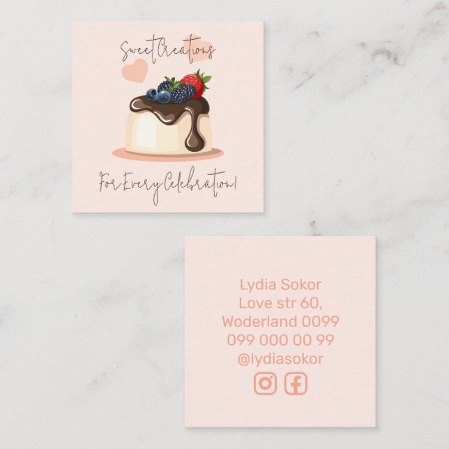 Custom Pastry Chef Business Card  (Front/Back)