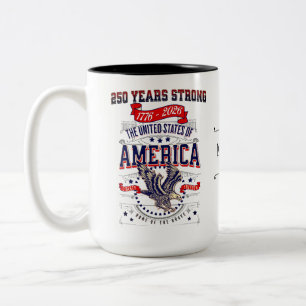Custom Patriotic American 250 Years Anniversary Two-Tone Coffee Mug
