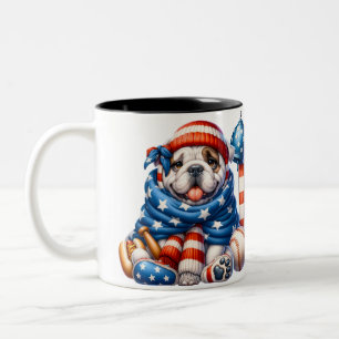 Custom Patriotic American Bulldog Mug