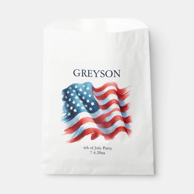 Custom Patriotic American Flag Favour Bag (Front)