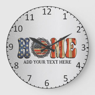Custom Patriotic American Flag Large Clock