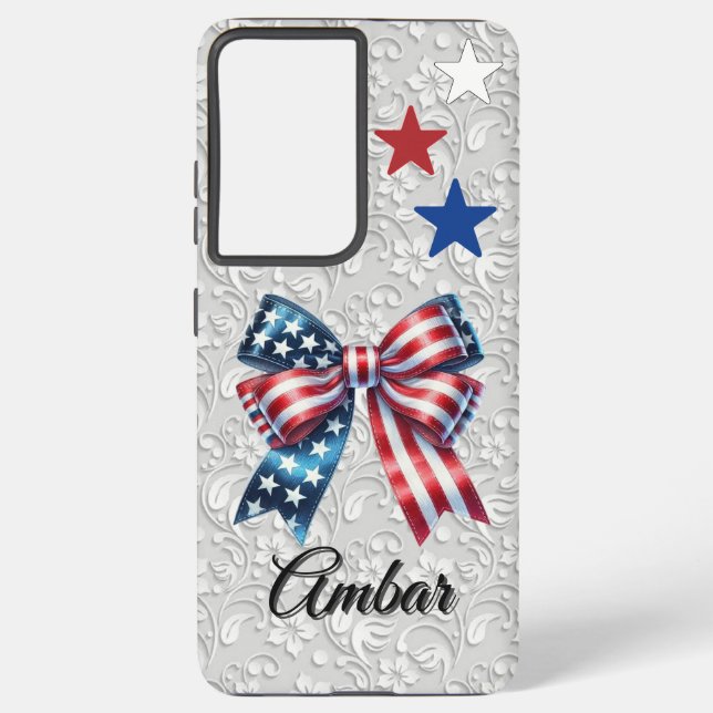 Custom Patriotic Bow Samsung S21 UltrTough Case (Back)