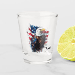 Custom Patriotic Eagle Flag Tribute Artwork Shot Glass