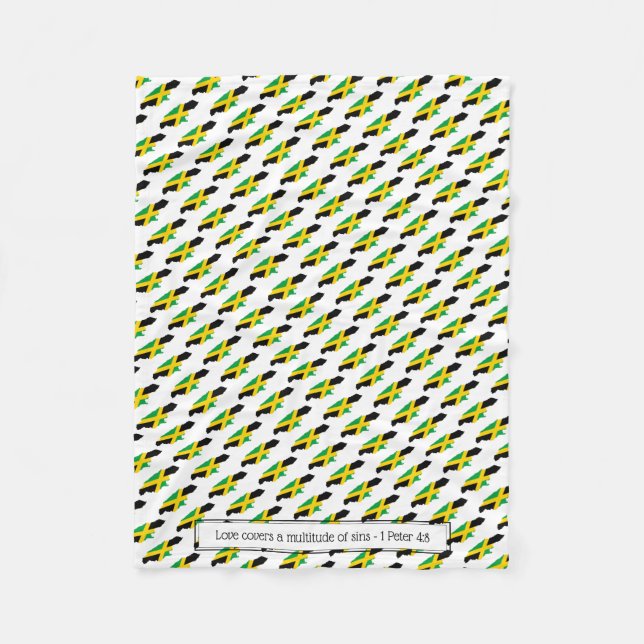 Custom Patriotic JAMAICA FLAG Fleece Blanket (Front)