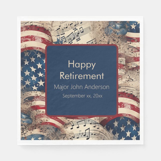 Custom Patriotic Retirement Party Napkin (Front)