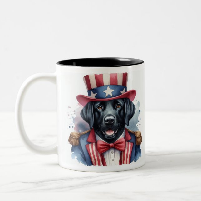 Custom Patriotic Uncle Sam Black Labrador Mug (Left)