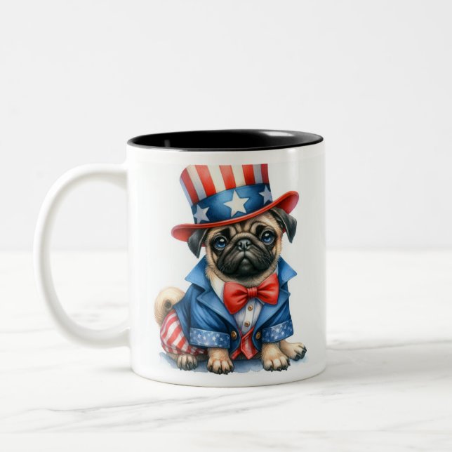 Custom Patriotic Uncle Sam Pug 4th of July Mug (Left)