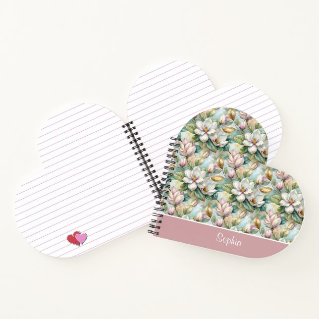 Custom Pattern Elegant Magnolia Flowers Notebook (Inside)