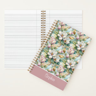 Custom Pattern Elegant Magnolia Flowers Notebook
