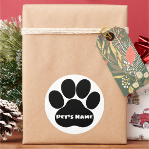 Custom Paw Print Pet's Name Classic Round Sticker