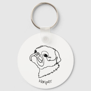 Custom Paw-sitively Pug Keychain