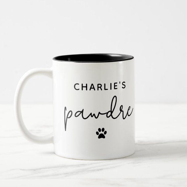 Custom Pawdre Typography Dog Dad New Dog Owner Two-Tone Coffee Mug (Left)