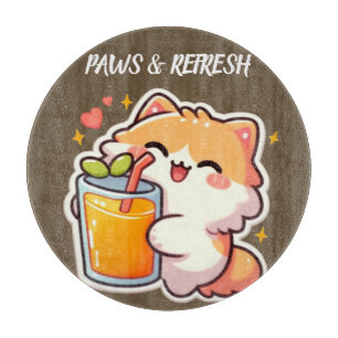 Custom Paws and Refresh Cute Cat Design Cutting Board
