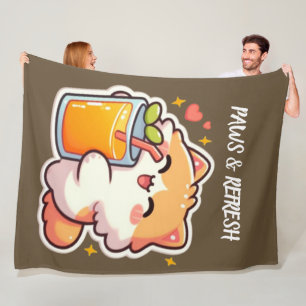 Custom Paws and Refresh Cute Cat Design Fleece Blanket