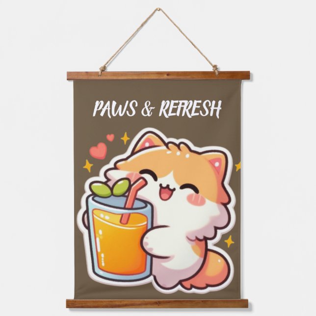 Custom Paws and Refresh Cute Cat Design Hanging Tapestry (Front)