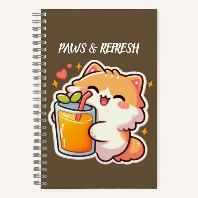 Custom Paws and Refresh Cute Cat Design Notebook (Front)