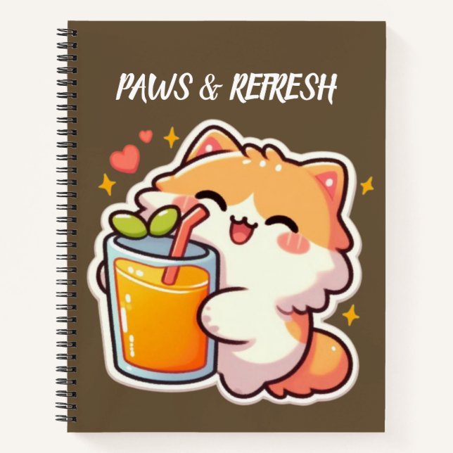 Custom Paws and Refresh Cute Cat Design Notebook (Front)