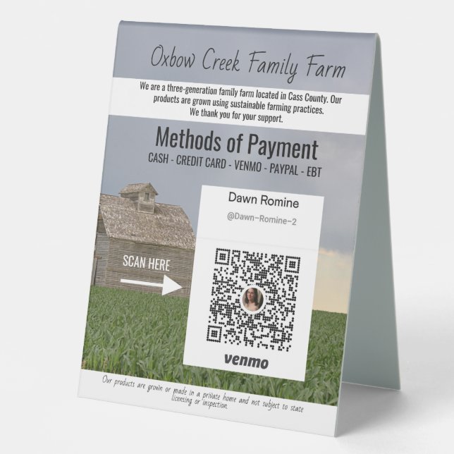 Custom Pay Here Sign | Family Farmers Market (Front)