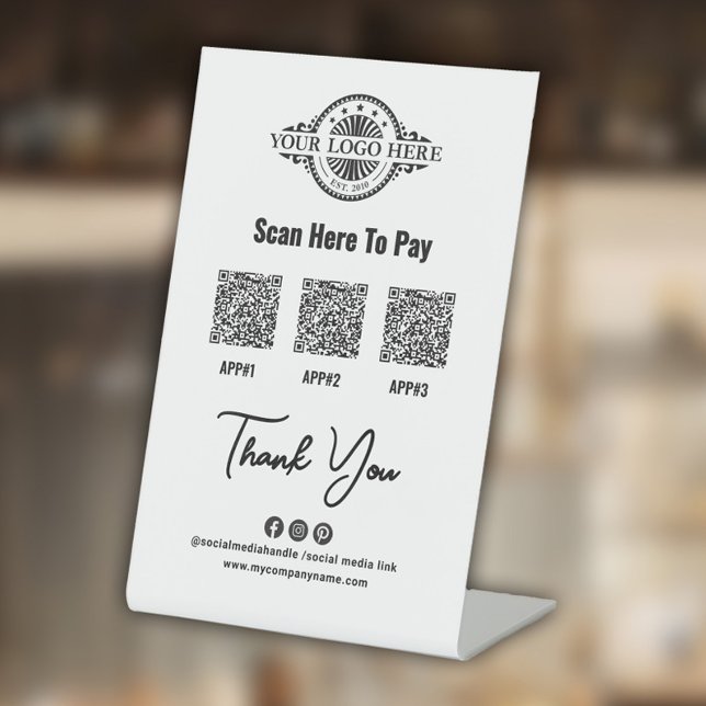 Custom Payment QR Code, Paypal, Venmo, Custom App Pedestal Sign (Creator Uploaded)