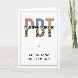 Custom PBT Phlebotomy Technician Leopard Print Card