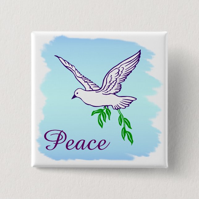 Custom Peace Dove with Olive Branch Button (Front)