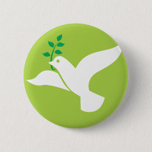 Custom Peace Dove With Olive Logo 6 Cm Round Badge