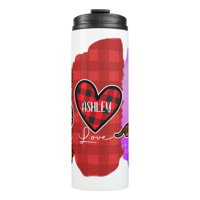 Custom Peace Love Dachshund with Message Thermal Tumbler (Front)