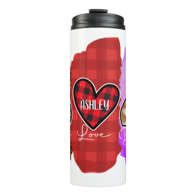 Custom Peace Love English Bulldog with Message Thermal Tumbler (Front)