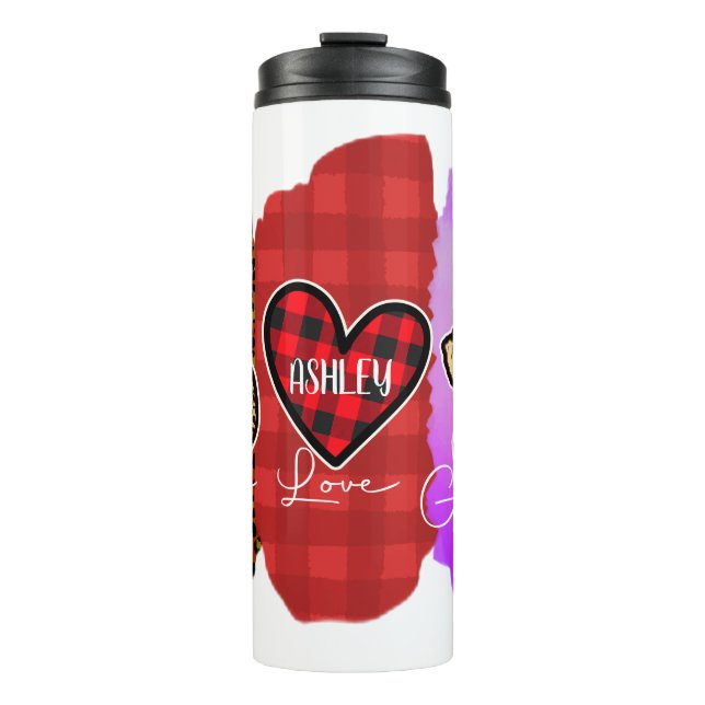 Custom Peace Love Golden retriever with Message Thermal Tumbler (Front)