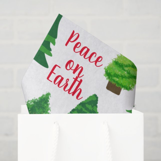 Custom Peace On Earth | Christmas Tree Pattern Tissue Paper (Gift Bag)