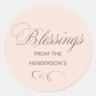 Custom Peach Blush Blessings  Classic Round Sticker