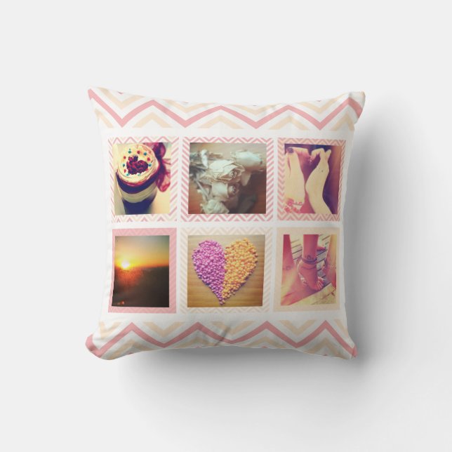 Custom Peach Chevron Instagram Cushion (Front)