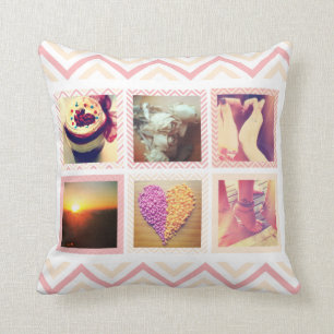 Custom Peach Chevron Instagram Cushion