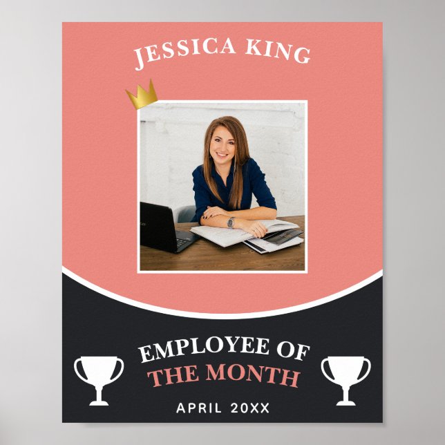 Custom Peach Colour Employee Of The Month Picture Poster (Front)