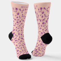 Custom Peach Pink Floral Purple Flowers