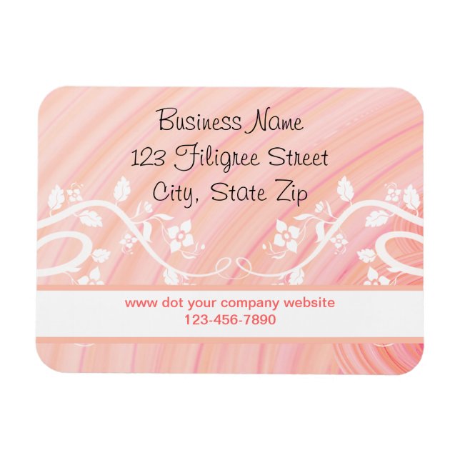 Custom Peach Spirals Filigree and Floral Magnet (Horizontal)