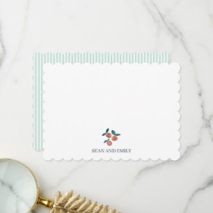 Custom Peach Vintage Stripe Painting Stationary Thank You Card
