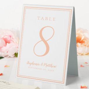 Custom Peach White Wedding Table Number Simple