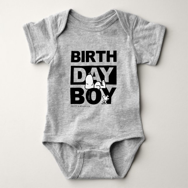 Custom Peanuts | Snoopy Birthday Boy Baby Bodysuit (Front)