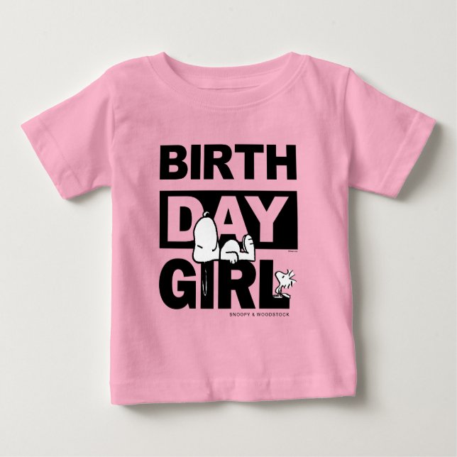 Custom Peanuts | Snoopy Birthday Girl Baby T-Shirt (Front)