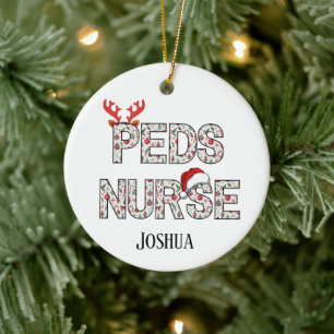 Custom Peds Nurse Christmas Gift Male or Female Ceramic Ornament
