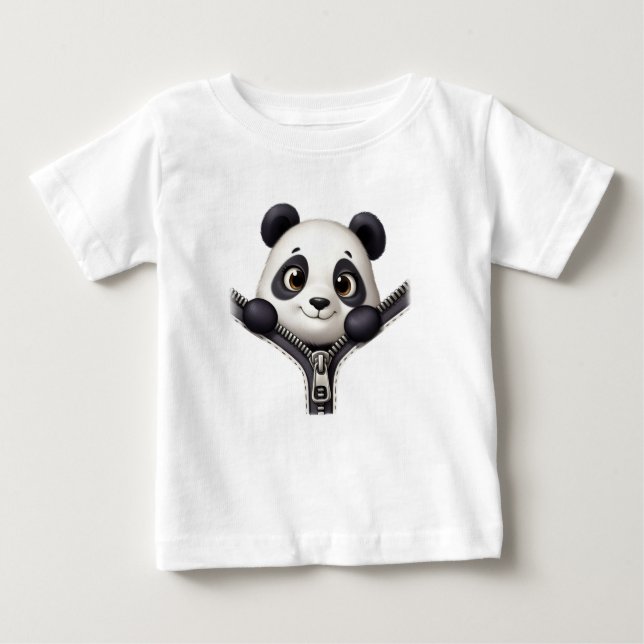 Custom Peeking Panda Zipper Cute Animal Baby Top (Front)