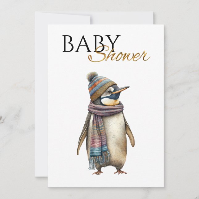 Custom Penguin Baby Shower Invitation (Front)