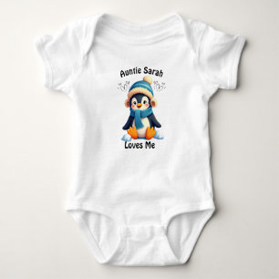 Custom Penguin Baby Suit - Auntie Sarah Loves Me! Baby Bodysuit