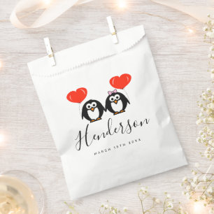 Custom penguin cartoon wedding party favour bags