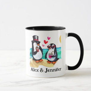 Custom Penguin Couple Names Personalised Mug