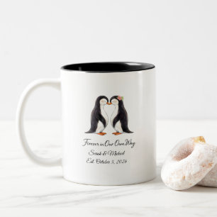 Custom Penguin Wedding Anniversary Mug