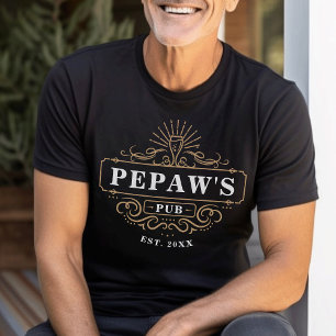 Custom Pepaw's Pub Home Bar Year Established T-Shirt