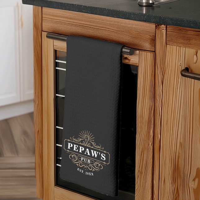 Custom Pepaw's Pub Year Established Tea Towel (Creator Uploaded)