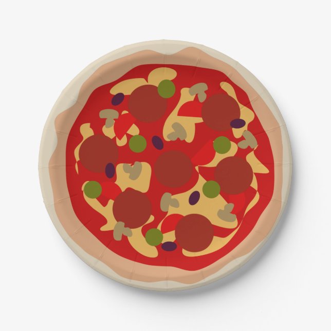 Custom pepperoni pizza fastfood party paper plates (Front)